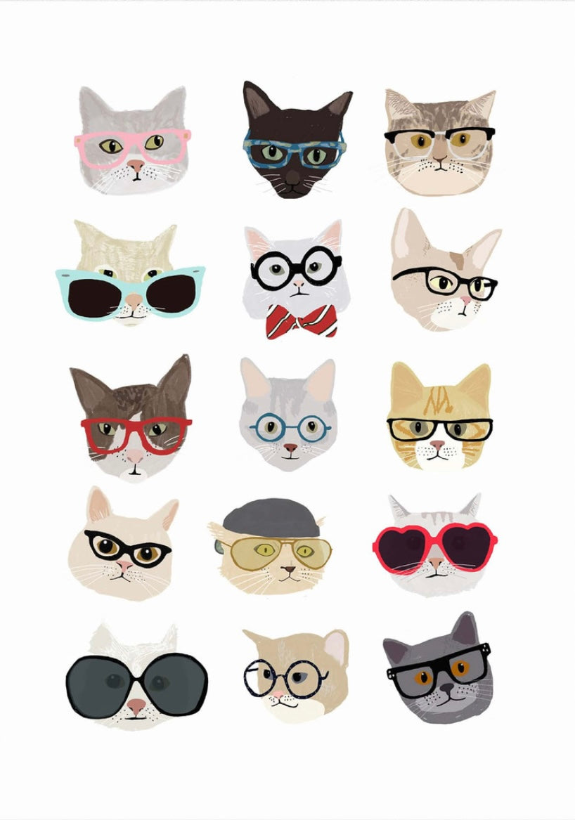 Cats in Glasses - Greeting Card