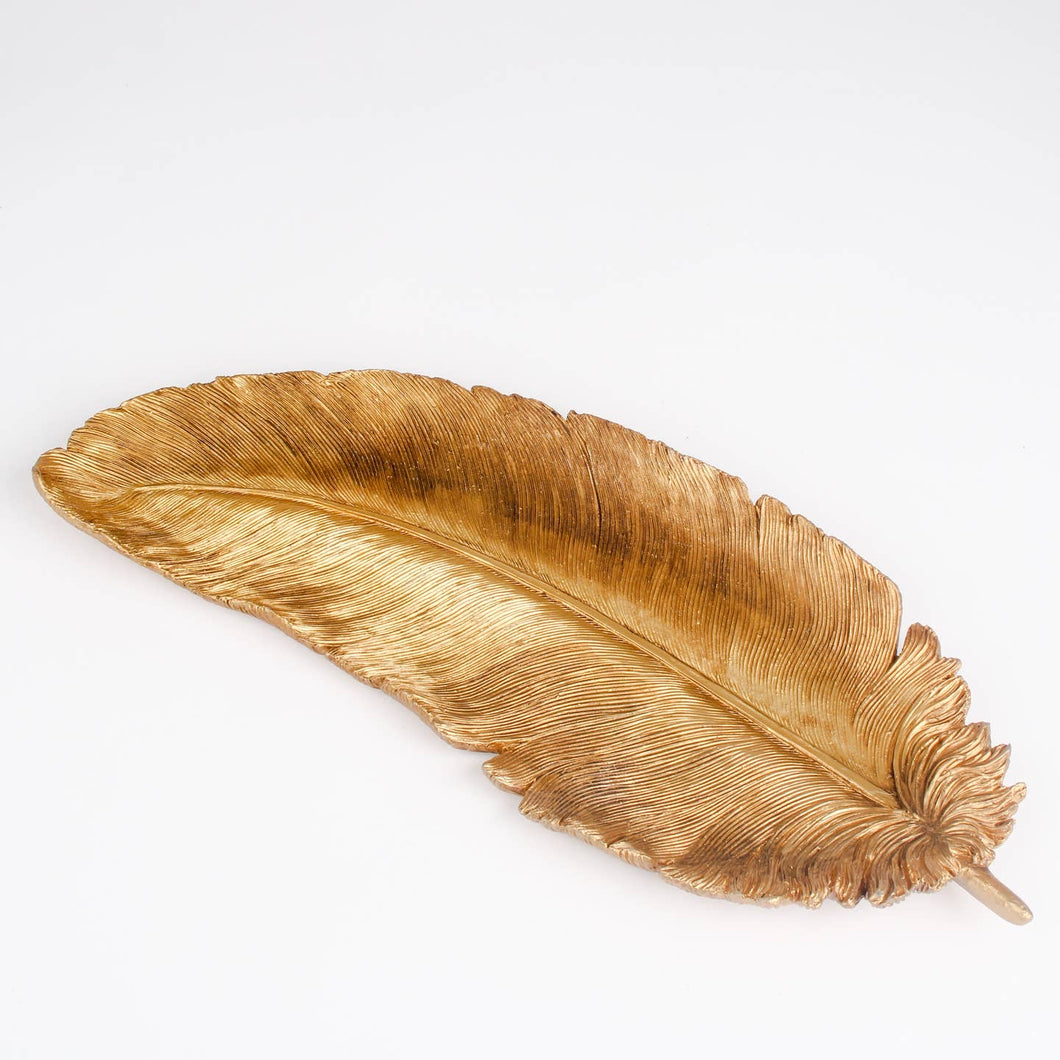 Elegant Gold Feather Tray