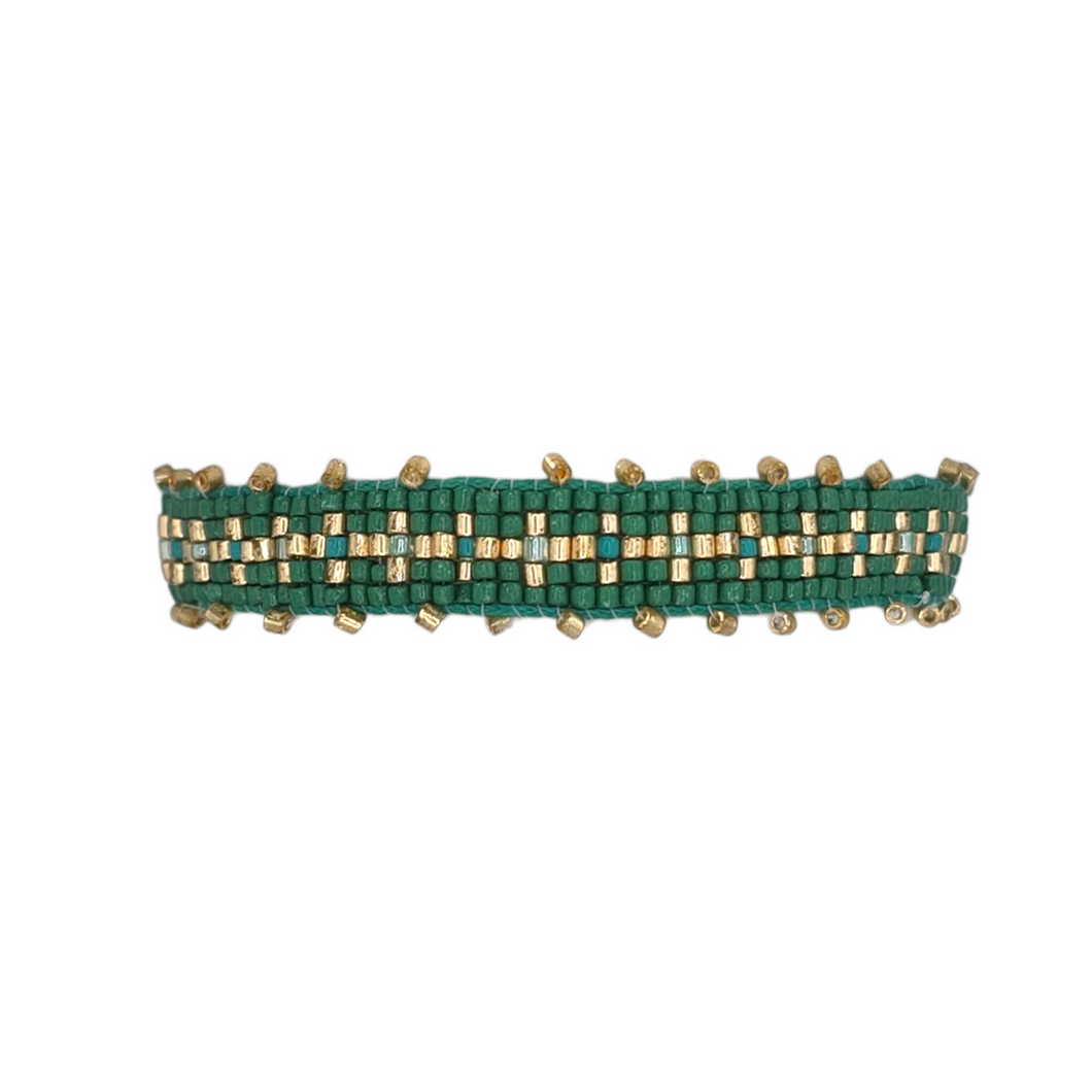 Teal Mix Embellished Cross Beaded Bracelet