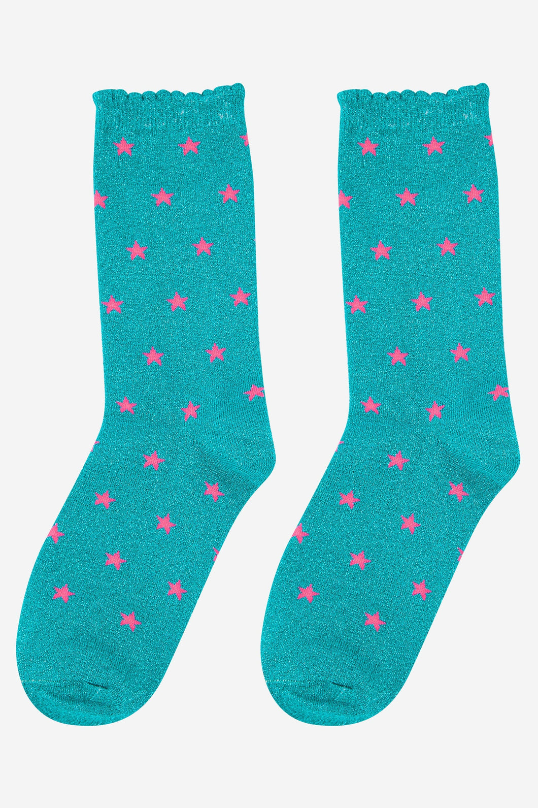 Sock Talk Star Print Aqua Glitter Socks