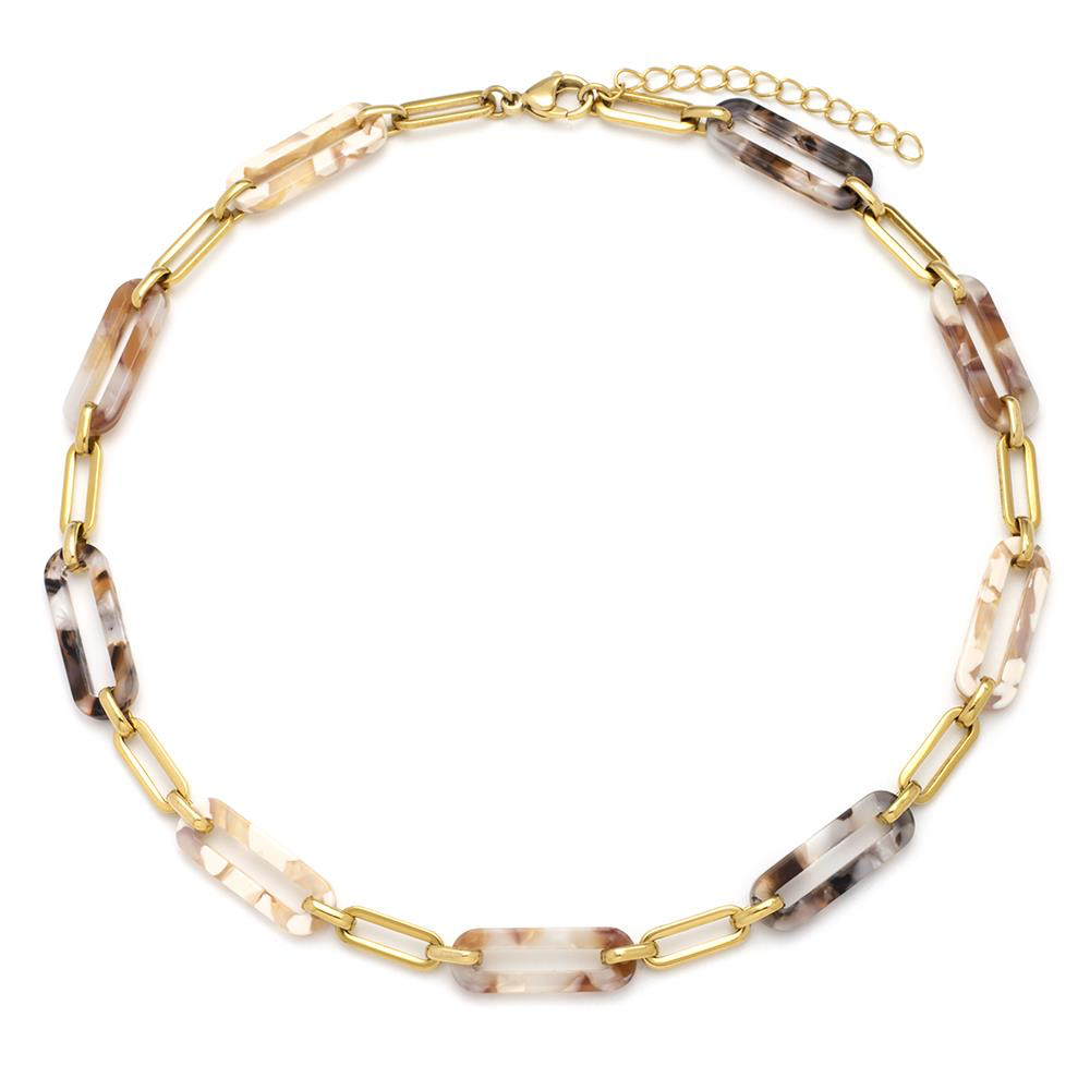 Resin Paperclip Gold Links Necklace