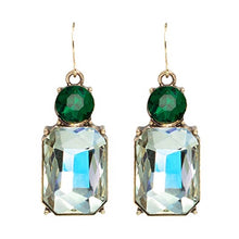Load image into Gallery viewer, Cut Gem Drop Earrings - Clear / Emerald
