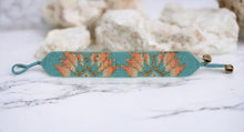 Load image into Gallery viewer, Aqua &amp; Peach Lotus Leaf Beaded Bracelet
