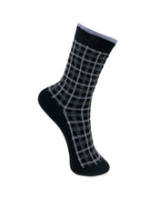 Load image into Gallery viewer, Black Colour DK Highland Check Glitter Socks - 2 Colours
