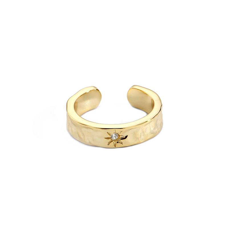 CZ Star Imprint Ring -Gold