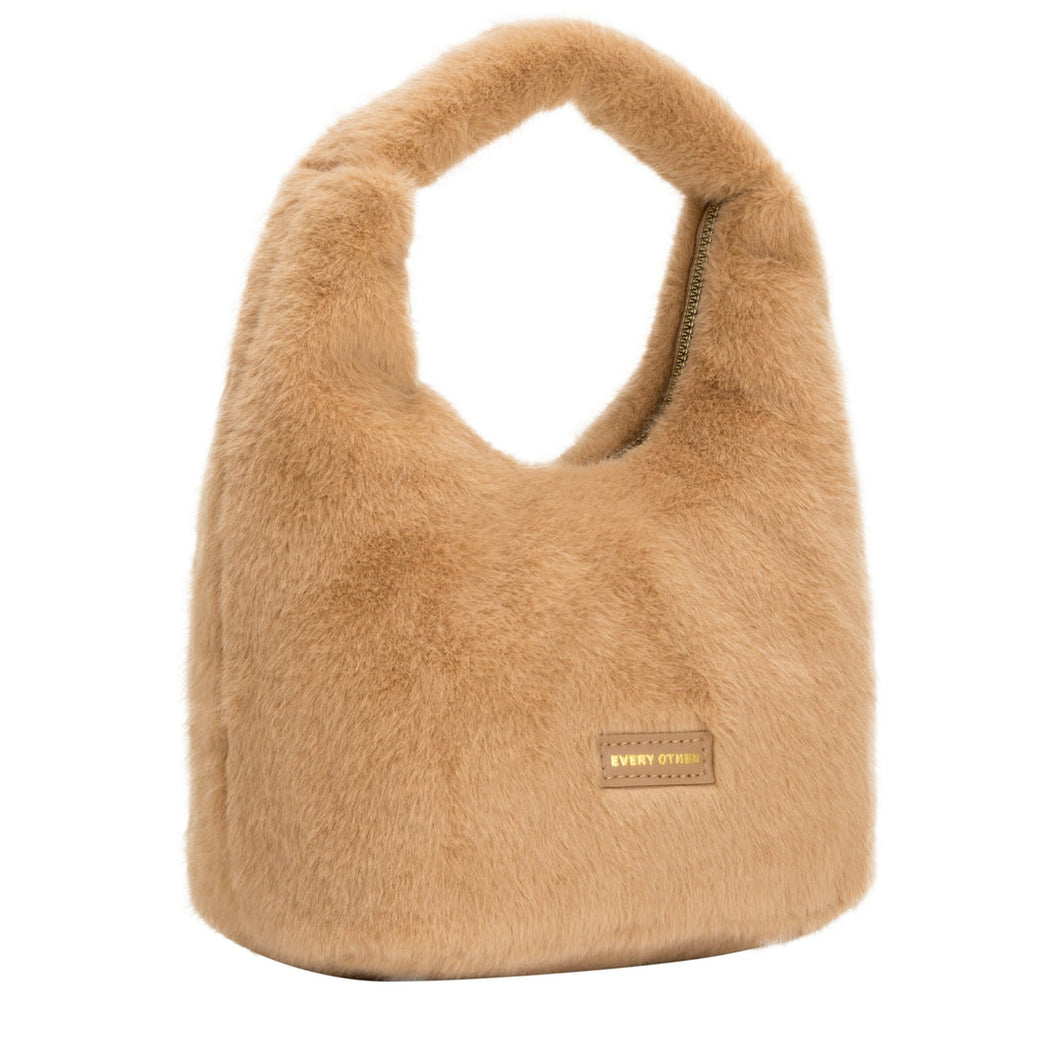 Every Other Faux Fur Scoop Bag - Camel
