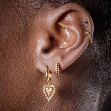 Load image into Gallery viewer, Scream Pretty Black Heart Charm Hoop Earrings - Gold
