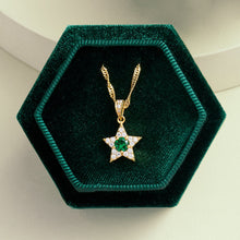Load image into Gallery viewer, Amelia Scott Mini Star Necklace - Emerald Green, Clear CZ &amp; Gold
