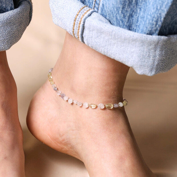Semi Precious Stone Beaded Gold Anklet