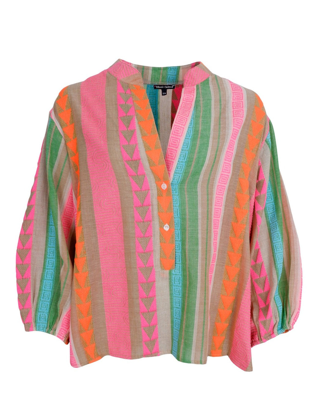 Black Colour DK Corfu ‘Pink Multi’ Shirt - One Size
