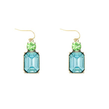 Load image into Gallery viewer, Cut Gem Drop Earrings - Sky Blue / Lime
