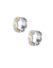 Load image into Gallery viewer, Enamel Daisy Hoop - Gold and Silver
