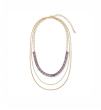 Load image into Gallery viewer, Three Layered Gold Necklace with Colourful Glass - 2 Colours
