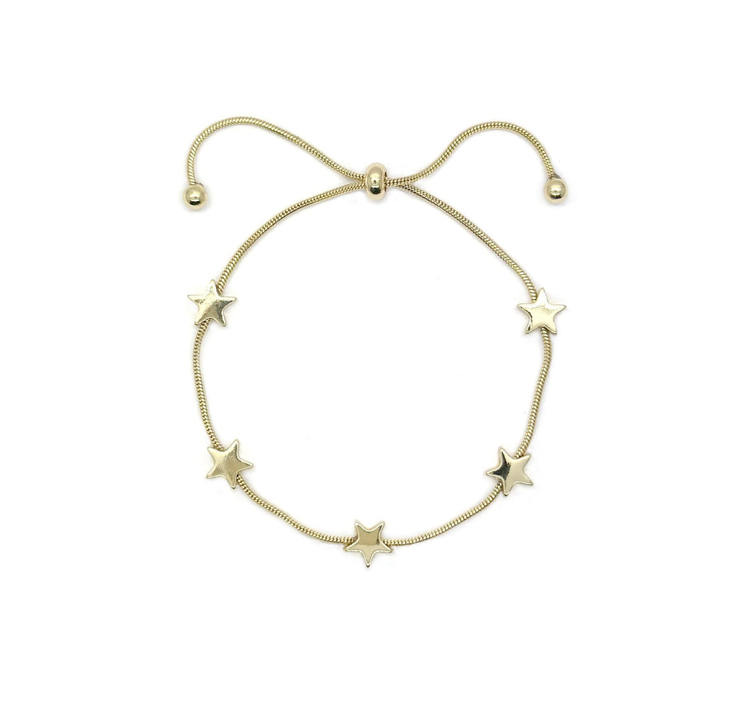 Five Small Stars Adjustable Bracelet - Gold or Silver