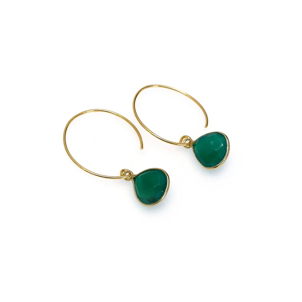 Annabella Moore Teardrop Earrings in a Bottle Green Onyx