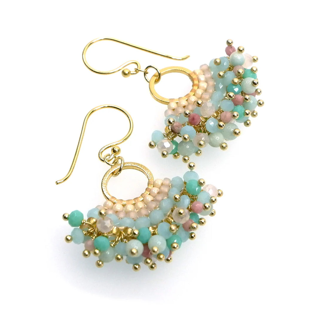 Annabella Moore Amazonite & Rhodonite Fan Earrings in a Bottle