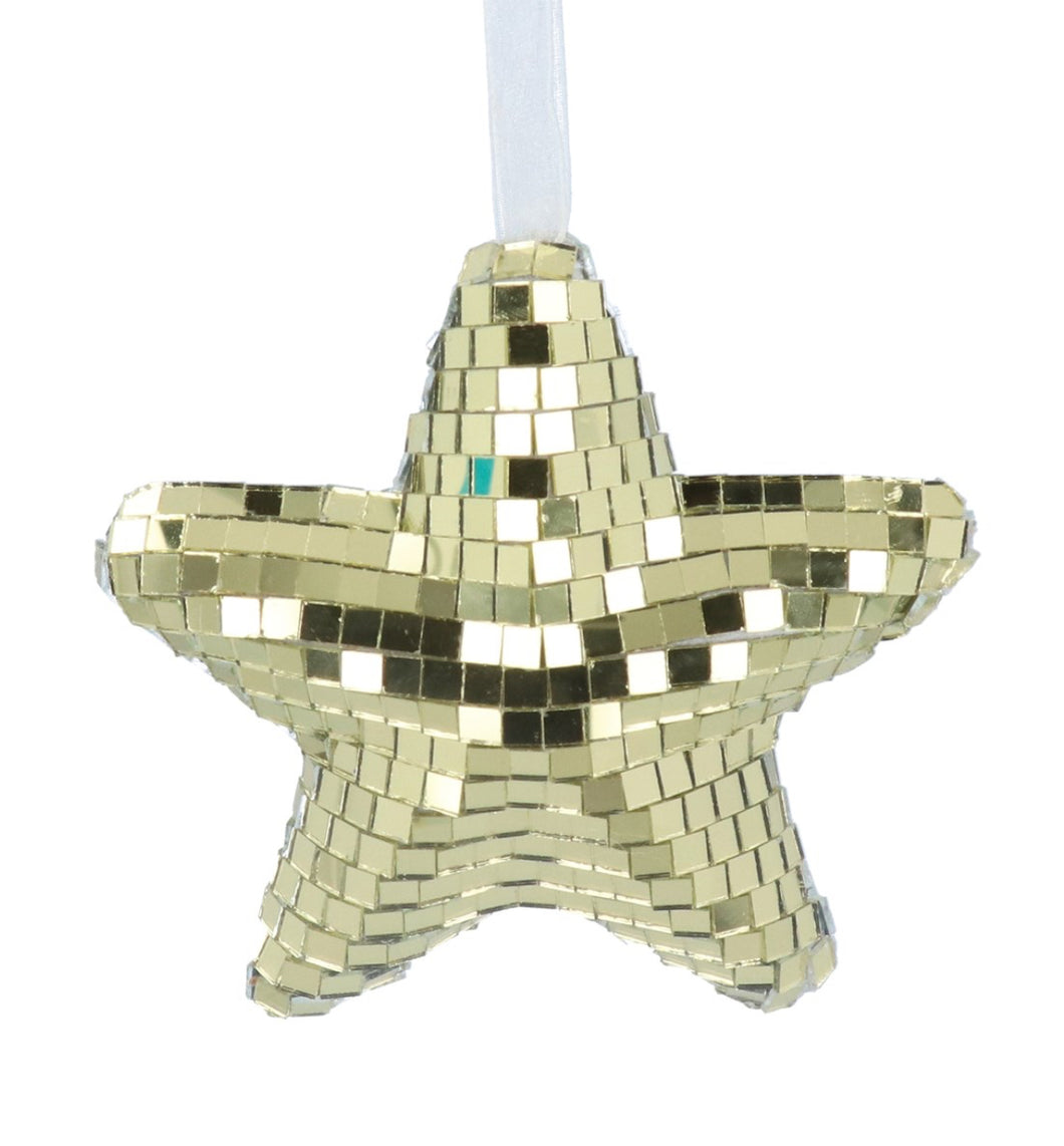 Gisela Graham Mirror Star Decorations - Silver / Gold