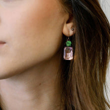 Load image into Gallery viewer, Cut Gem Drop Earrings - Pink / Green
