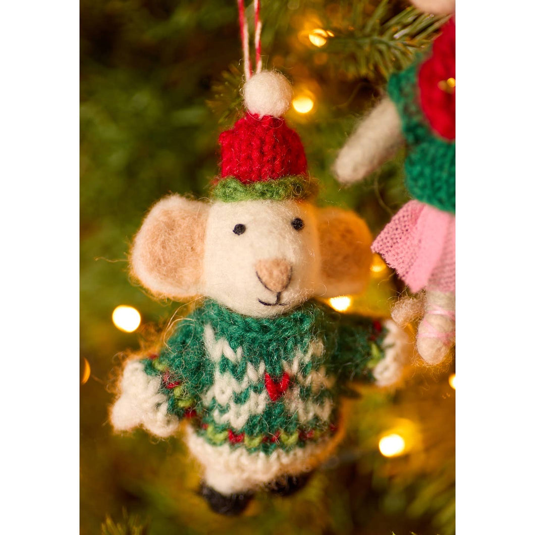 Felt Christmas Mouse in Jumper