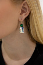 Load image into Gallery viewer, Cut Gem Drop Earrings - Clear / Emerald
