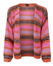 Load image into Gallery viewer, Black Colour DK Therese Striped Cardigan -  Multi Orange/Pink ONE SIZE
