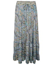 Load image into Gallery viewer, Black Colour Luna Blue Garden Print Maxi Frill Skirt
