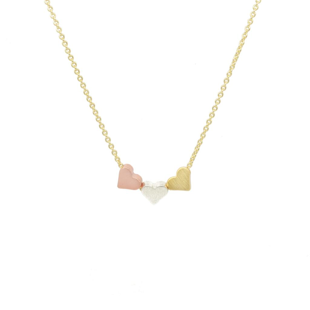 Triple Heart Necklace - Silver / Gold