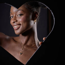 Load image into Gallery viewer, Scream Pretty Black Heart Charm Necklace - Gold
