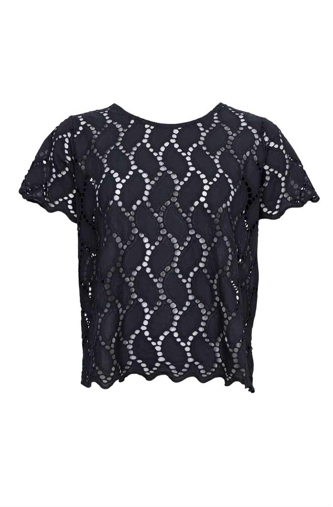Black Colour DK Freya Cut-Out Top - Black / Green