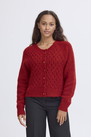 ICHI Bela Cardigan - Red Dahlia