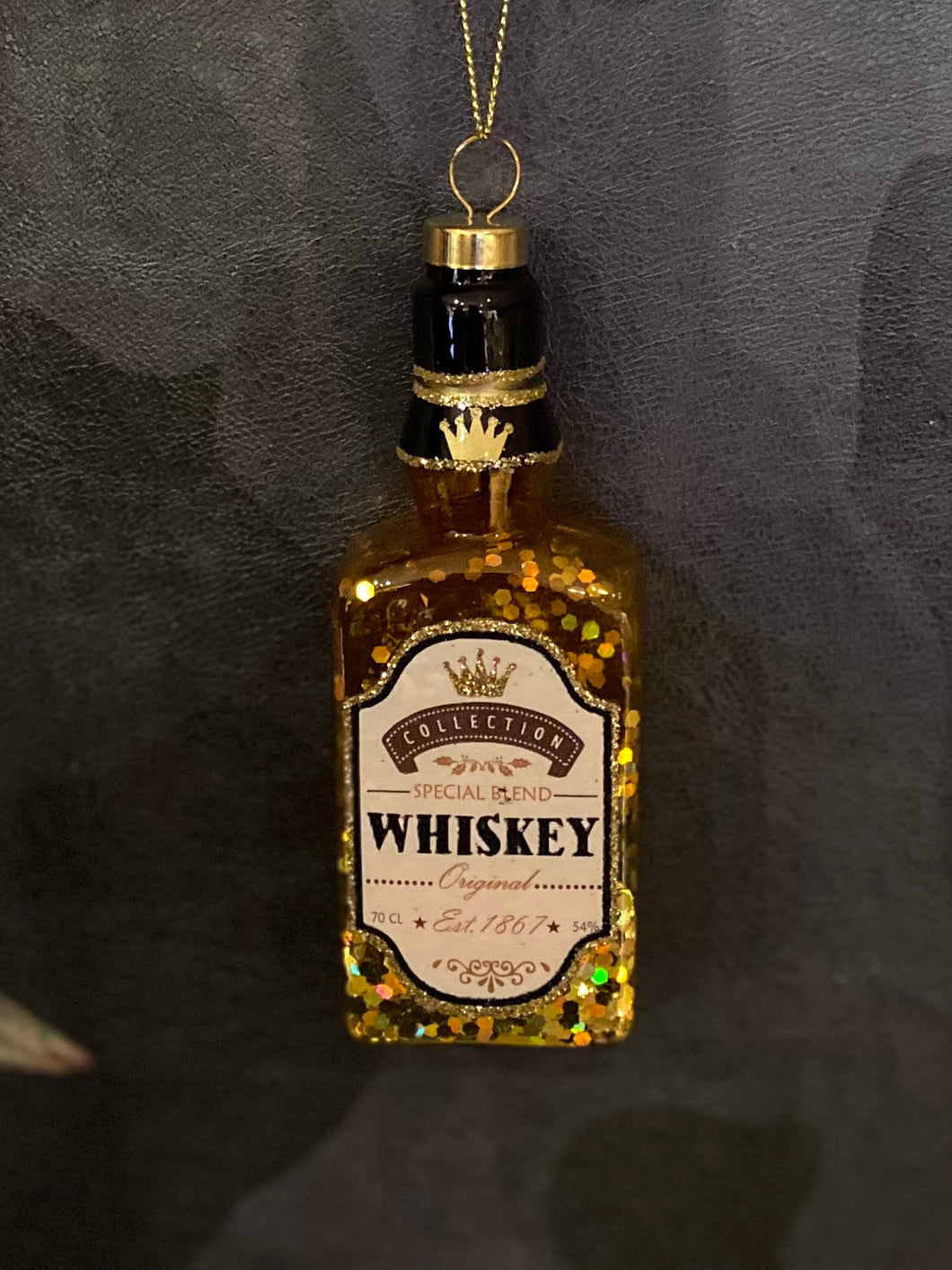 Gisela Graham Whiskey Bottle Glass Christmas Decoration