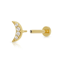 Load image into Gallery viewer, Scream Pretty Sparkling Crescent Moon Flat Back Earring - Gold
