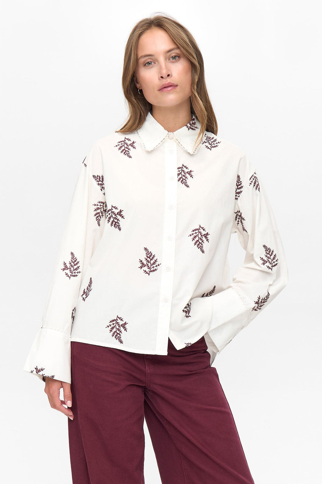 NÜMPH Baily Embroidered Fern Blouse