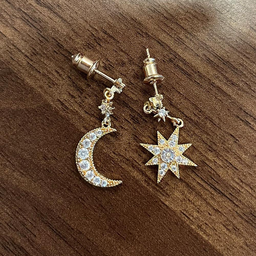 Star & Moon Drop Earrings - Gold or Silver