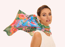 Load image into Gallery viewer, Powder Folky Floral Cornflower Cotton Scarf
