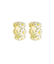 Load image into Gallery viewer, Enamel Daisy Hoop - Gold and Silver
