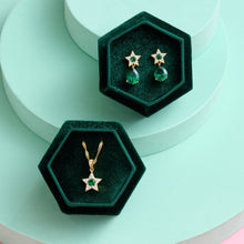 Load image into Gallery viewer, Amelia Scott Mini Star Necklace - Emerald Green, Clear CZ &amp; Gold
