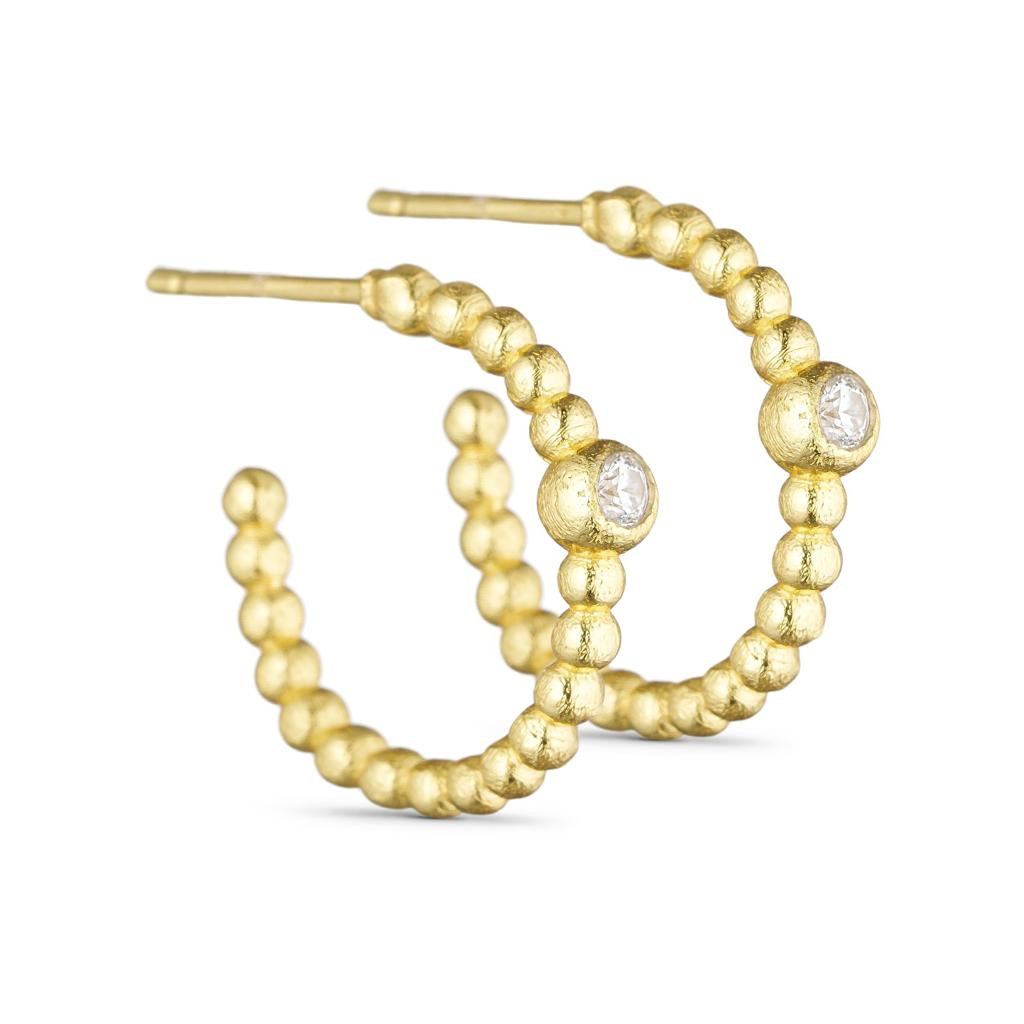 Pure by Nat Hoop Earrings with Zircons - Gold