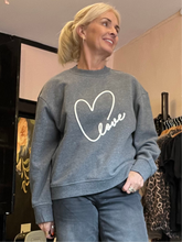 Load image into Gallery viewer, Grace &amp; Mila Grey Love Heart Sweatshirt
