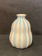Blue Stripe Balloon Stoneware Decorative Vase
