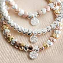 Load image into Gallery viewer, Lisa Angel beaded hearts bracelet in silver &amp; rose gold
