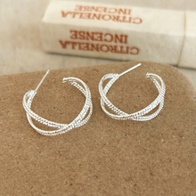 Load image into Gallery viewer, Criss Cross Sparkle Hoop Earrings - Gold or Silver
