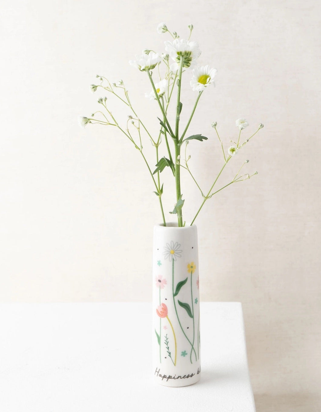 Happiness Blooms from within floral Bud Vase