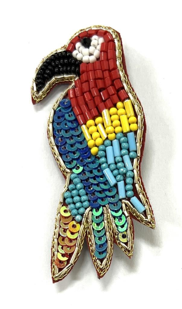 Parrot Beaded Brooch - Red/Yellow/Blue