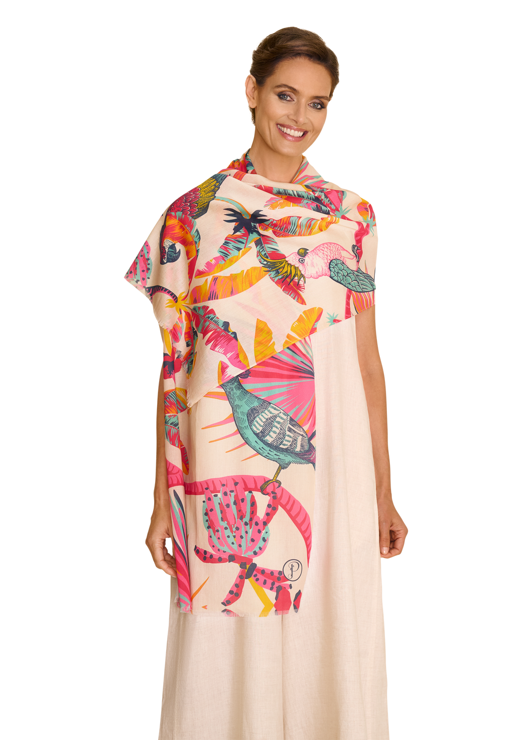 Powder Tropical Paradise Cotton Scarf