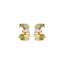 Load image into Gallery viewer, Spliced Hoop Earrings in White &amp; Gold
