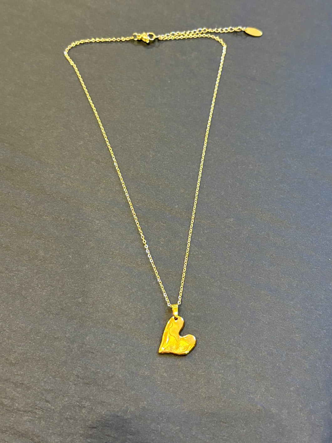 Misshapen Heart Necklace - Silver / Gold