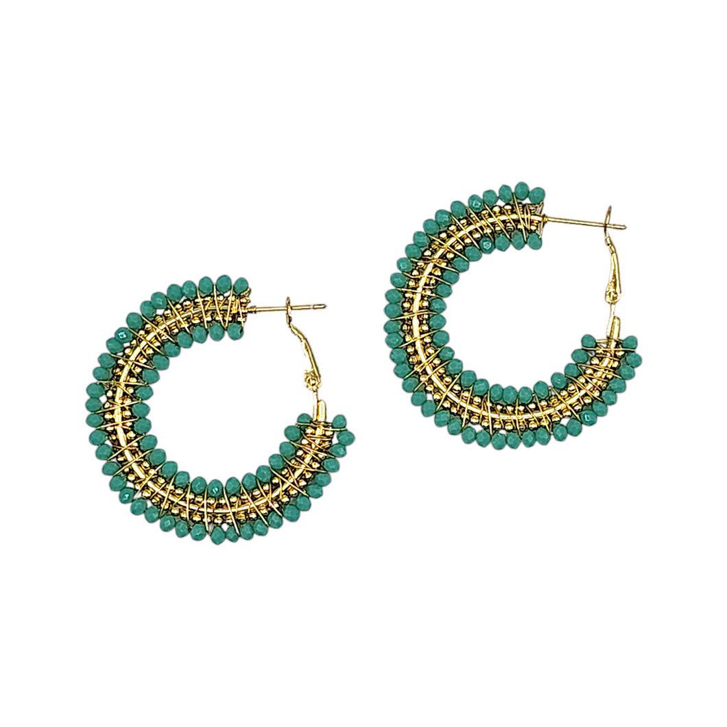 Beaded Hoop Earrings - 5 Colours