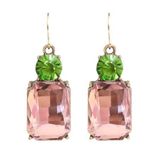 Load image into Gallery viewer, Cut Gem Drop Earrings - Pink / Green
