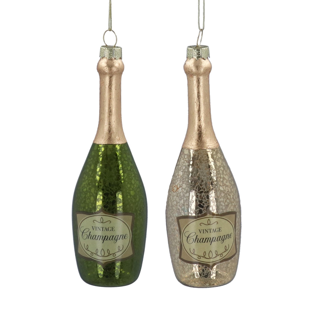 Gisela Graham Champagne Bottle Glass Christmas Decoration